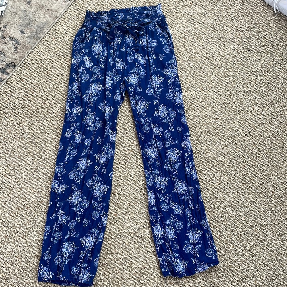 Floral Blue Pants - size: small